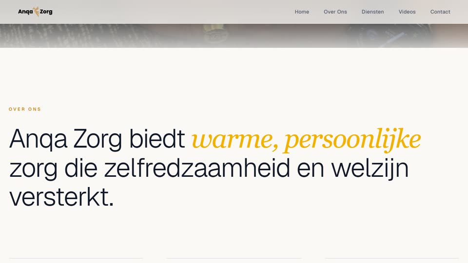 Fragment van de website van Anqa Zorg