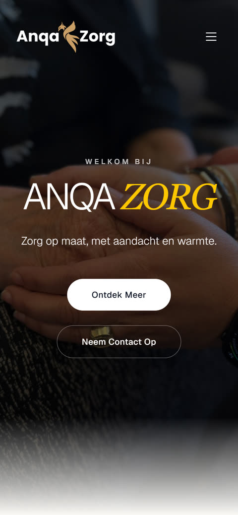 Fragment van de website van Anqa Zorg
