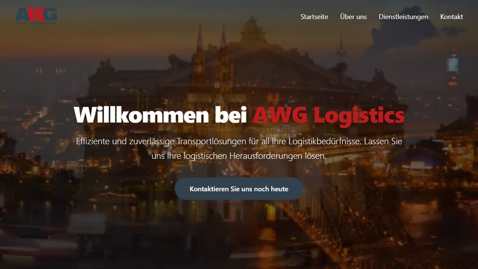 Fragment van de website van AWG Logistics