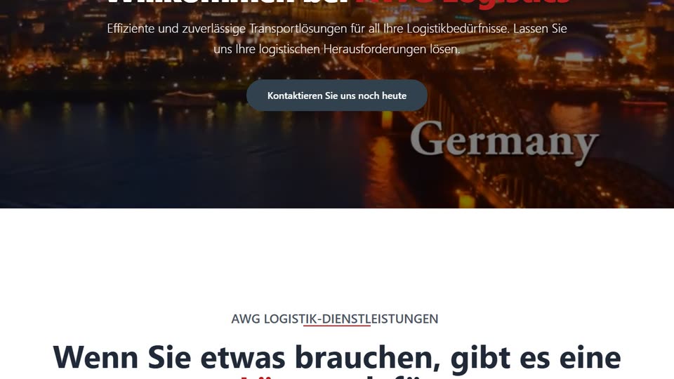 Fragment van de website van AWG Logistics